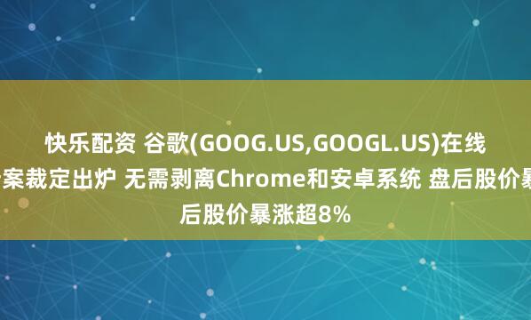 快乐配资 谷歌(GOOG.US,GOOGL.US)在线搜索垄断案裁定出炉 无需剥离Chrome和安卓系统 盘后股价暴涨超8%