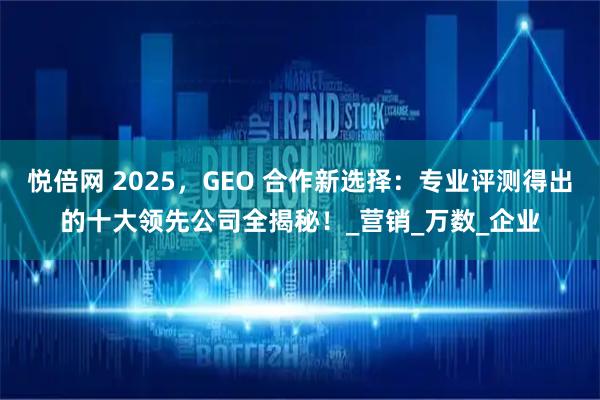悦倍网 2025，GEO 合作新选择：专业评测得出的十大领先公司全揭秘！_营销_万数_企业