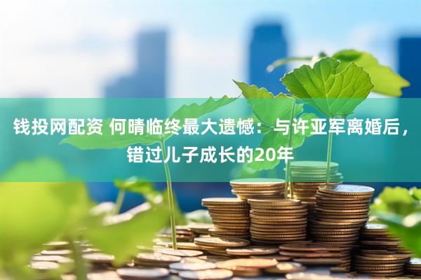 钱投网配资 何晴临终最大遗憾：与许亚军离婚后，错过儿子成长的20年